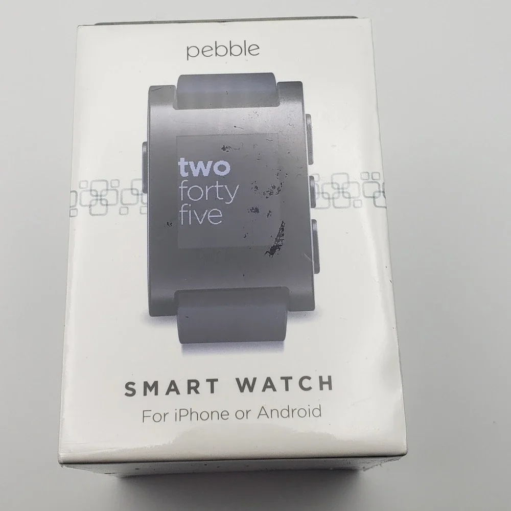 Pebble Smart Watch 301BL E-Paper Bluetooth iOS Android Black New Sealed